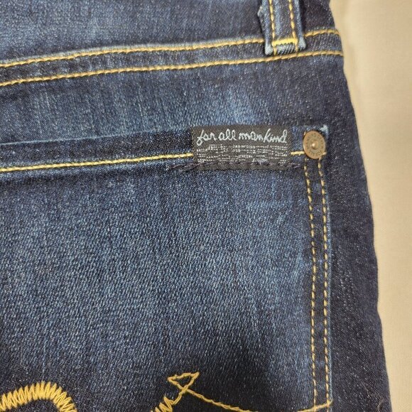 7 For All Mankind Women's Straight Leg Jeans - Indigo - Picture 9 of 13